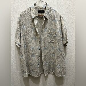 Tasso Elba Beige and Blue Floral Casual Shirt